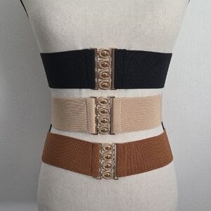 Stretchy Black Belt With Gold Buckle (Beige And Brown SOLD OUT)